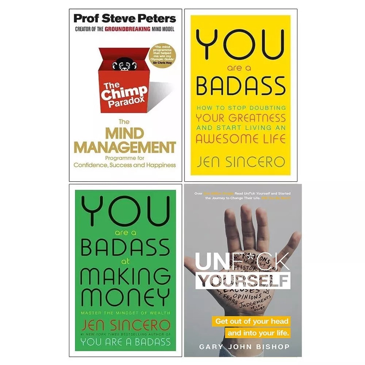 The Chimp Paradox, You Are a Badass, Unfu*k Yourself & More 4 Books Collection Set - Non Fiction - Paperback